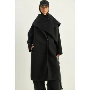 Palton dama - supradimensionat - negru - textil - imagine