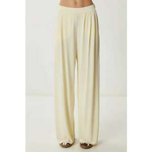 Pantaloni dama - Happiness Istanbul - Palazzo - galben lamaie - textil imagine