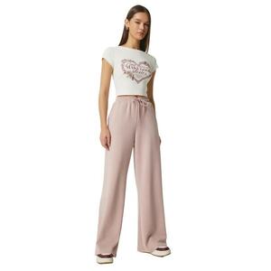 Pantaloni dama - Happiness Istanbul - Pantaloni de trening largi - roz pudra - textil - imagine