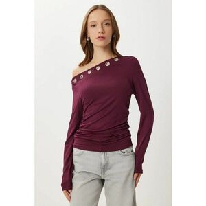 Bluza dama - Happiness Istanbul - din viscoza - guler asimetric - Rosu imagine