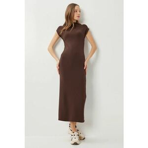 Rochie midi - Happiness Istanbul - mulata - maro - jerseu imagine