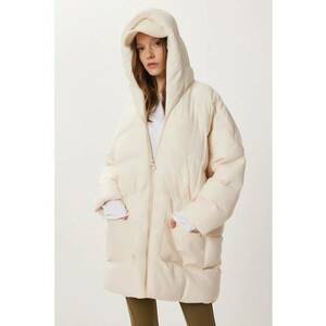 Geaca dama - Happiness Istanbul - oversized - cu fermoar - crem natural - poliester imagine