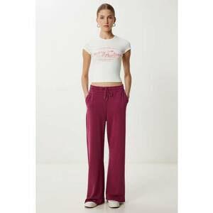 Pantaloni dama - Happiness Istanbul - pantaloni de trening - picior lat - mov ametist - textil imagine