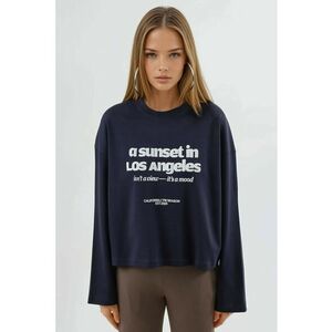 Bluza dama - cu maneca lunga - Albastru marin - Jerseu imagine