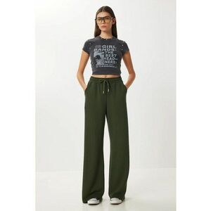 Pantaloni dama - Happiness Istanbul - Pantaloni de trening ISTANBUL Wide Leg - verde padure - textil imagine