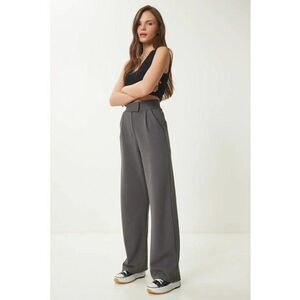 Pantaloni dama - Happiness Istanbul - Palazzo - talie inalta - gri carbune - textil - Gri carbune imagine
