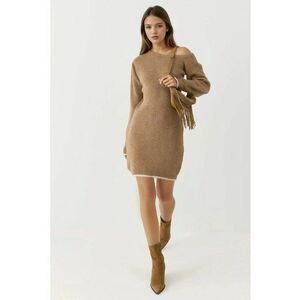 Rochie guler asimetric - maro - tricot - imagine