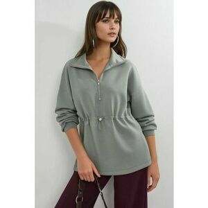 Hanorac dama - cu guler cu fermoar - talie reglabila - verde menta - textil imagine