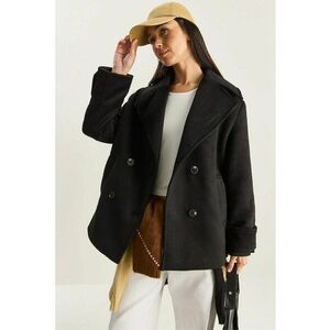 Palton dama - LUCCI - oversized - cu buzunare - negru - bumbac imagine