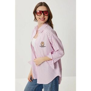 Camasa dama - Happiness Istanbul - oversized - dungi - roz garoafa - textil imagine