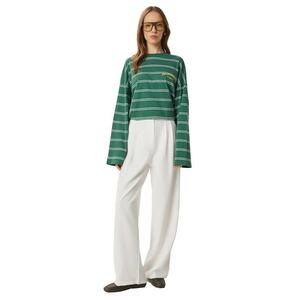 Pantaloni dama - Happiness Istanbul - Palazzo - cu buzunare - alb - textil imagine