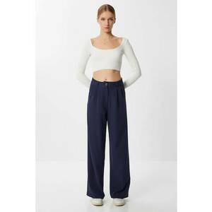 Pantaloni dama - Happiness Istanbul - Palazzo - cu buzunare - bleumarin - textil imagine