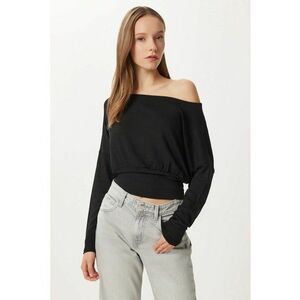 Bluza dama - Happiness Istanbul - cu maneca lunga - guler asimetric - negru imagine