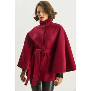 Palton Poncho rosu burgundy - Rosu imagine