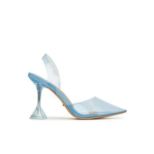 Sandale cu toc - ZALHT-02 - albastru - material plastic imagine