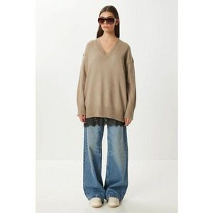 Pulover dama Happiness Istanbul - bej - One Size imagine