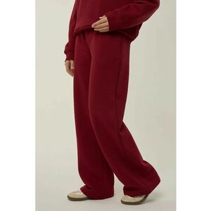 Pantaloni - talie cu snur - croiala larga - rosu - bumbac/poliester imagine