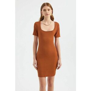 Rochie mini - maneca scurta - maro - textil imagine