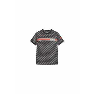 Tricou din amestec de bumbac cu banda cu logo pe piept si imprimeu-logo - Negru imagine