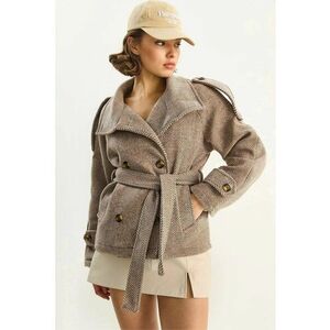 Palton dama - jacheta relaxata - bej - textil imagine