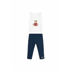 Set tricou si colanti - alb/bleumarin - bumbac imagine