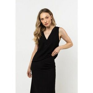 Bluza dama - neagra - bretele late - decolteu in V - raion/nailon imagine