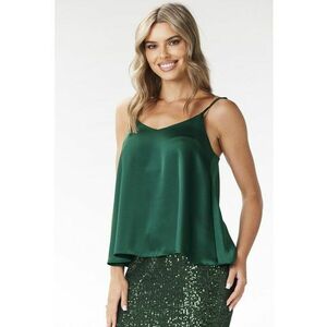 Top din satin - decolteu in V - lejer - verde sticla imagine