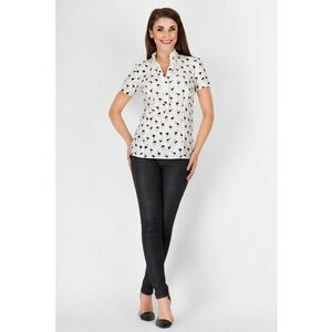 Camasa A089 pentru dama Poliester - Cu flamingo - Alb/Negru imagine