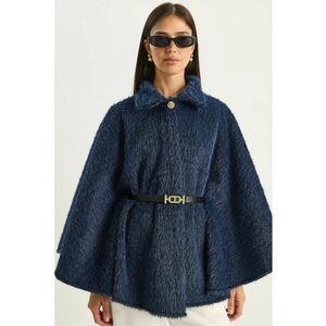Palton supradimensionat dama textil - bleumarin - imagine