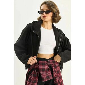 Geaca cu gluga - neagra - textil imagine