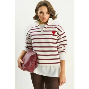 Bluza brodat - HiCCUP - cu guler cu fermoar - rosu - textil imagine