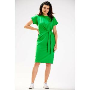 Rochie midi din bumbac cu design frontal - Verde imagine