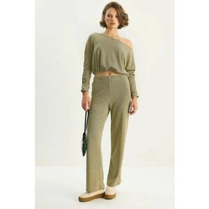 Costum din doua piese - HiCCUP - bluza cu decolteu barca - pantaloni cu picior larg - verde pin - bumbac si lycra imagine