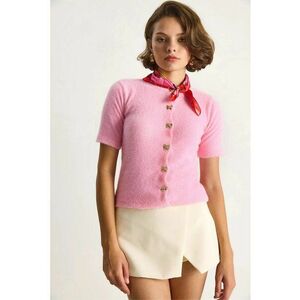 Cardigane - Femei - LUCCI Butterfly Buttoned Cardigan - Garoafa roz - imagine