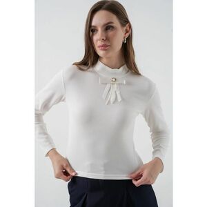 Bluza dama - HiCCUP - mulata - maneca lunga - guler semi-rulat - alb - tricot imagine