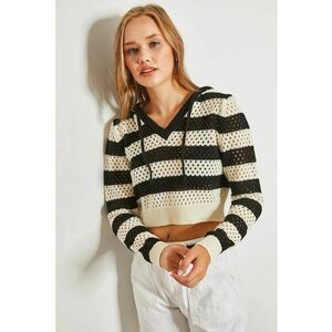 Pulover dama scurt supradimensionat - decolteu in V - tricot - imagine