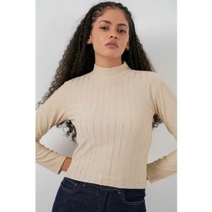 Bluza dama - Bluza BDART cu dungi - maneca lunga - Maro - Jerseu - imagine