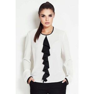 Bluza dama - Poliester - Ecru/Negru - cu maneca lunga imagine