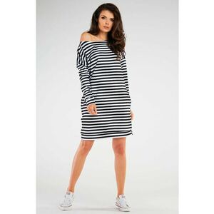 Rochie casual cu maneci lungi - Alb/Negru imagine