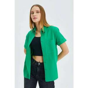 Camasa dama - poplin Slim Fit cu buzunar - verde - textil imagine