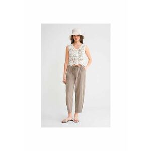 Pantaloni sport dama - din bumbac - talie cu snur - bej natural imagine