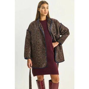 Geaca dama - supradimensionata - model jacard - maro mocha inchis - textil imagine