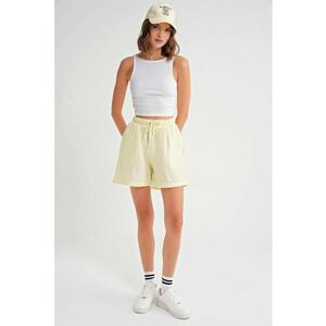 Pantaloni scurti dama - bumbac texturat - galben chihlimbar imagine