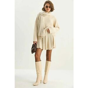 Set tricotat din doua piese - guler sal - bej natural - costume si compleuri dama - imagine