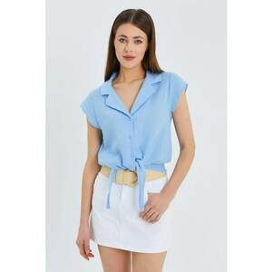 Camasa dama - camasa scurta - detaliu funda - albastru deschis - textil imagine