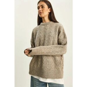 Pulover dama - oversize - bej natural - tricot - imagine