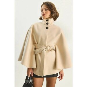 Palton dama lung - texturat - bej - textil imagine