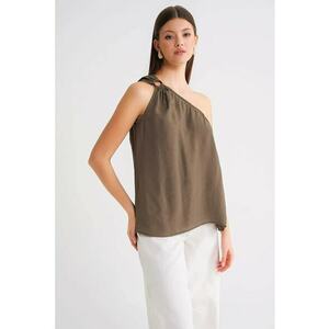 Maiou dama - top detaliat cu accesorii - verde kaki - textil imagine