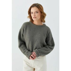 Pulovere dama - pulover tricotat scurt - kaki - tricot - imagine