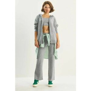 Set cardigan si pantaloni talie inalta - gri - tricot - imagine